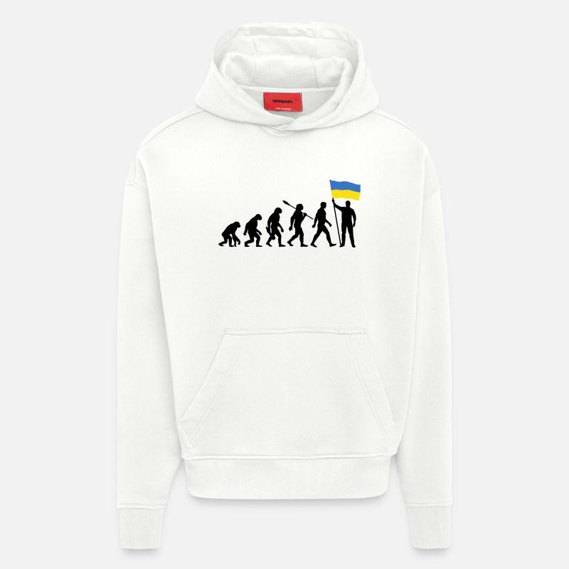 Ukraine - Evolution - Drapeau - Nation - Sweat à capuche bio épais oversize fabriqué en UE - OFF WHITE