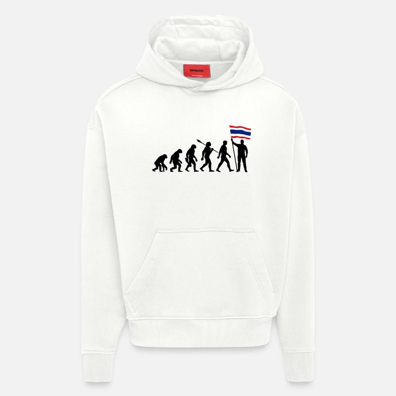 Thaïlande - Evolution - Drapeau - Nation - Sweat à capuche bio épais oversize fabriqué en UE - OFF WHITE