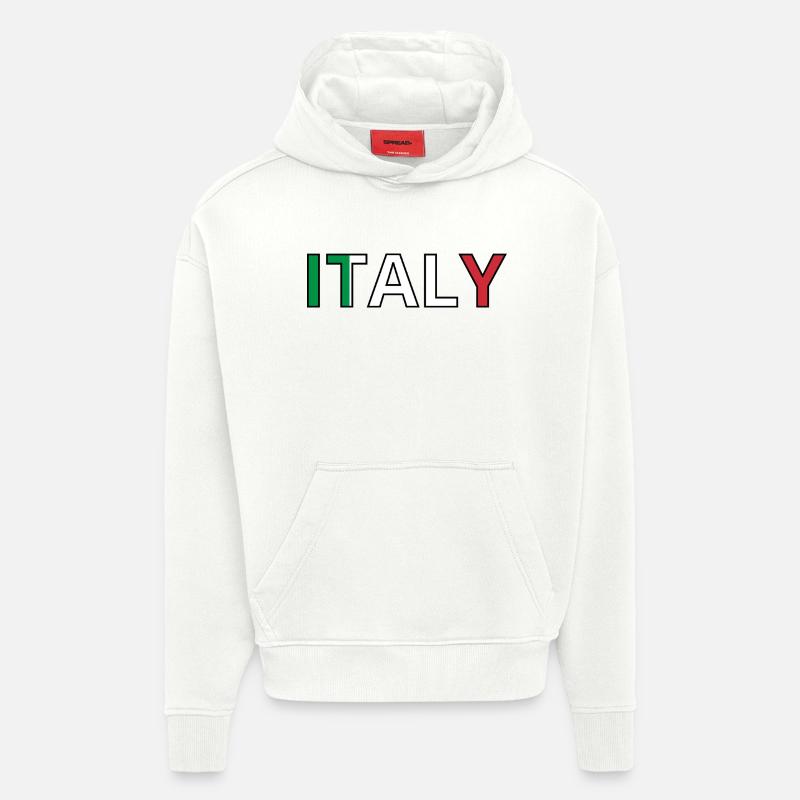 Drapeau Italy - Sweat à capuche bio épais oversize fabriqué en UE - OFF WHITE