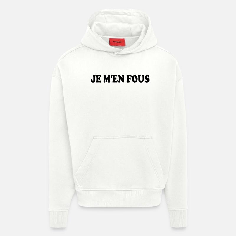je m'en fous - Sweat à capuche bio épais oversize fabriqué en UE - OFF WHITE