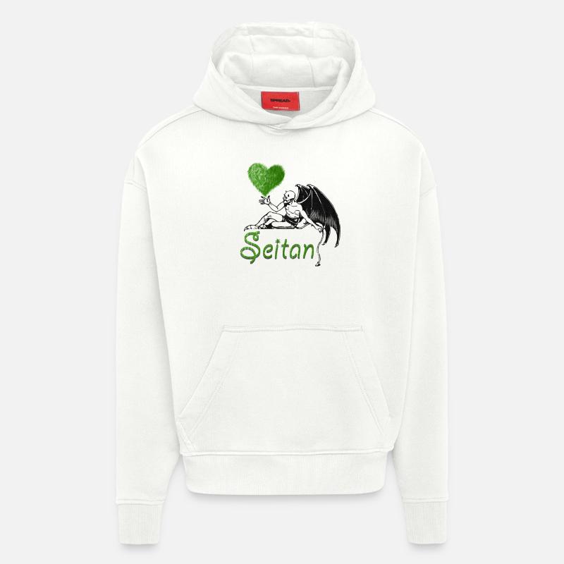 Seitan vert - Sweat à capuche bio épais oversize fabriqué en UE - OFF WHITE