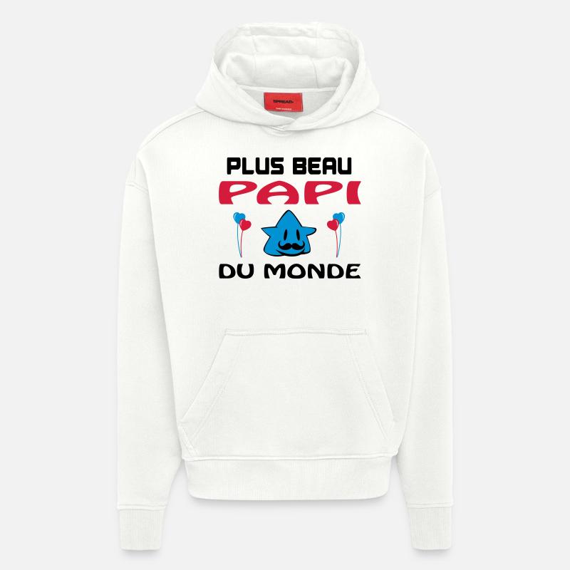 Plus beau papi du monde - Sweat à capuche bio épais oversize fabriqué en UE - OFF WHITE
