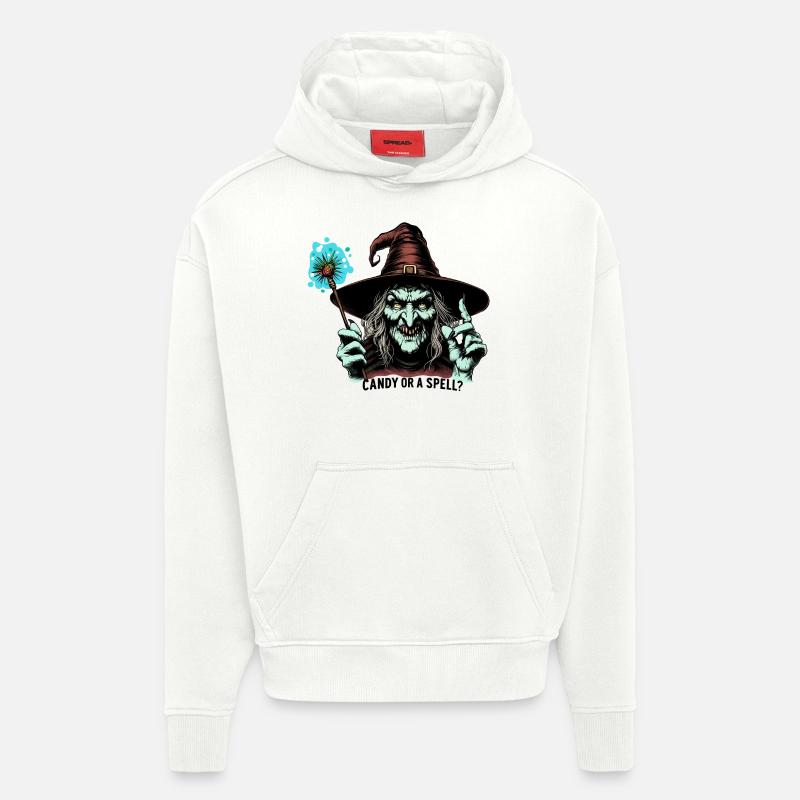 Candy or a spell ?? - Sweat à capuche bio épais oversize fabriqué en UE - OFF WHITE