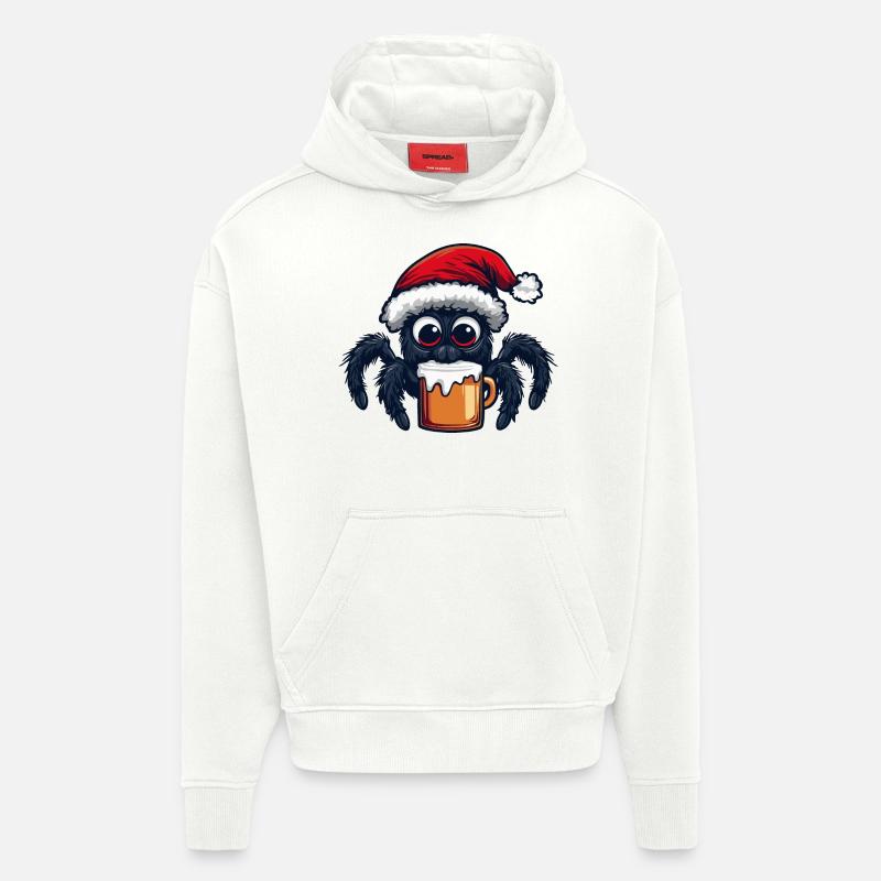 Bière de Noël Spider Tarantula - Sweat à capuche bio épais oversize fabriqué en UE - OFF WHITE
