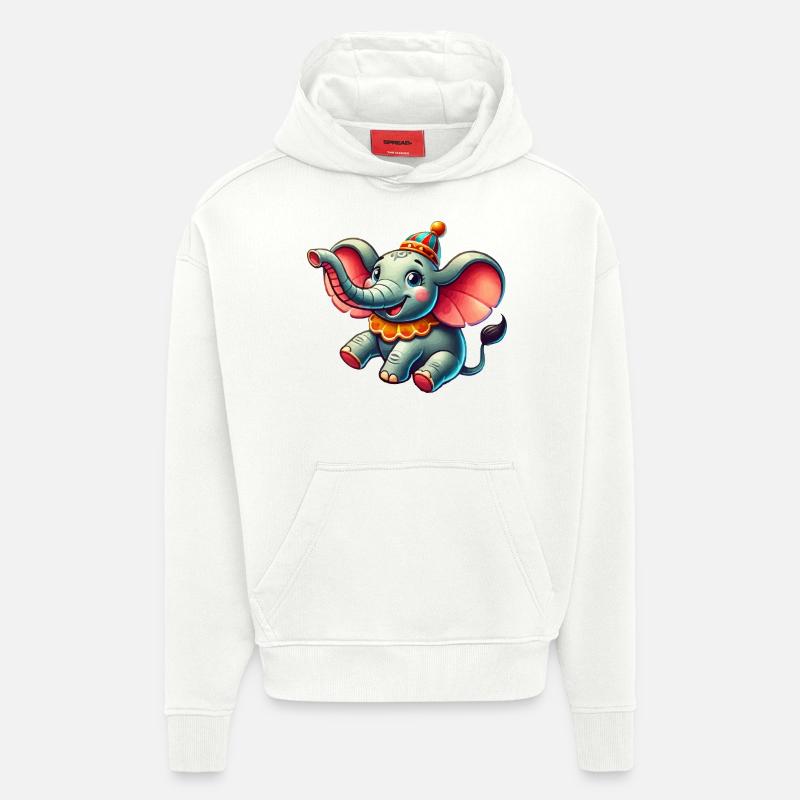 Cirque d’éléphants - Sweat à capuche bio épais oversize fabriqué en UE - OFF WHITE