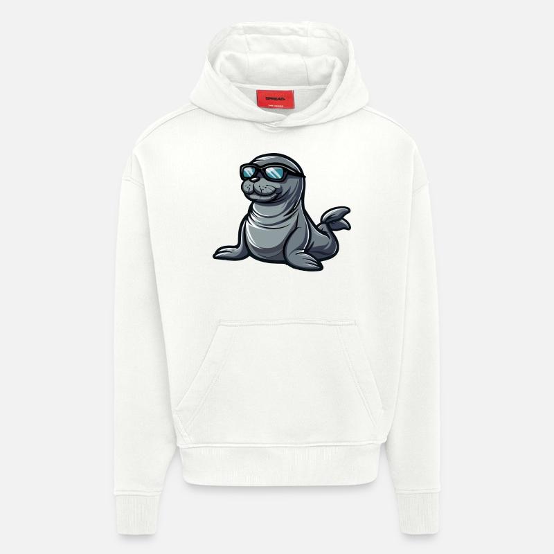 Robbe Tier Comic Cool - Hoodie- made by SPREAD  - OFF WHITE
