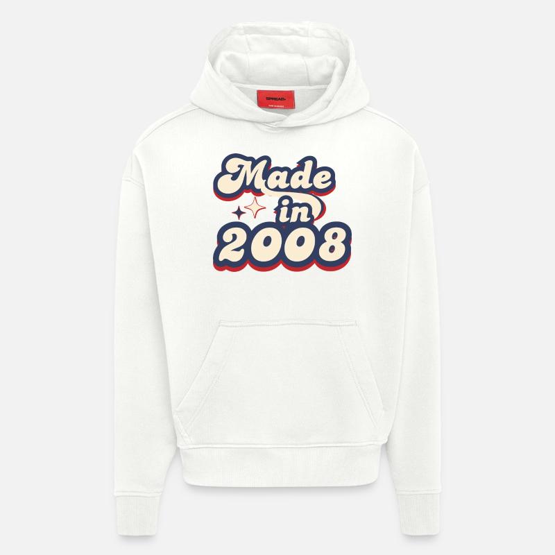 Made in 2008 retro - Sweat à capuche bio épais oversize fabriqué en UE - OFF WHITE