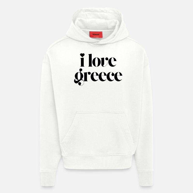 J’adore la Grèce - Sweat à capuche bio épais oversize fabriqué en UE - OFF WHITE
