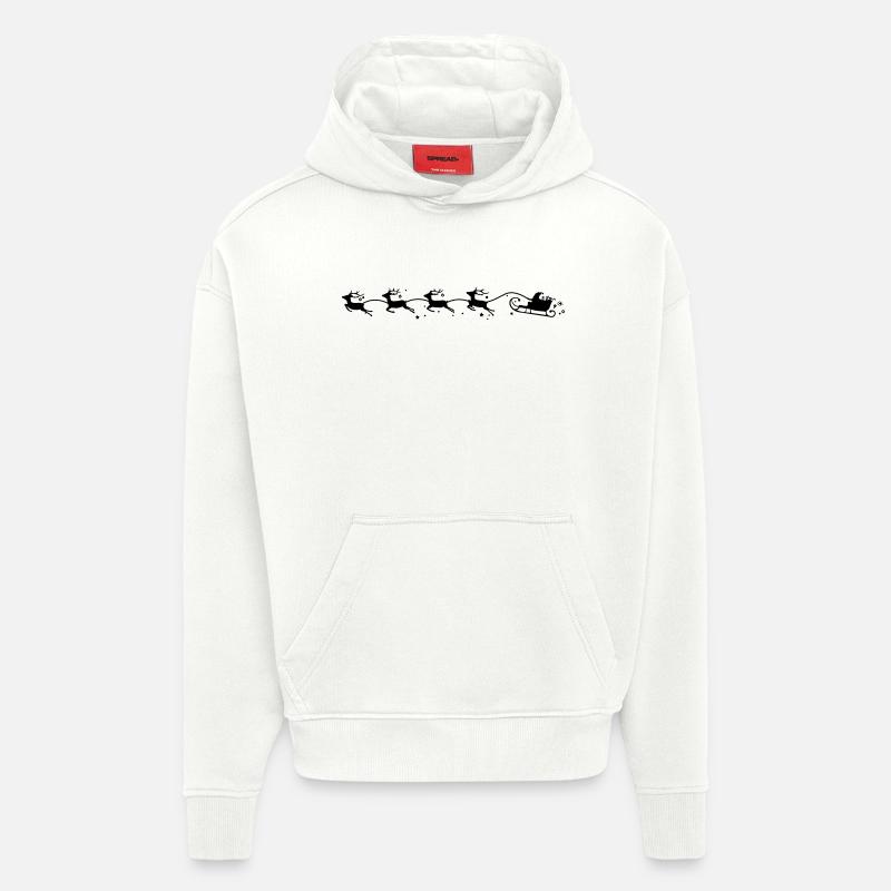 Weihnachten - Schlitten Elche - Hoodie- made by SPREAD  - OFF WHITE