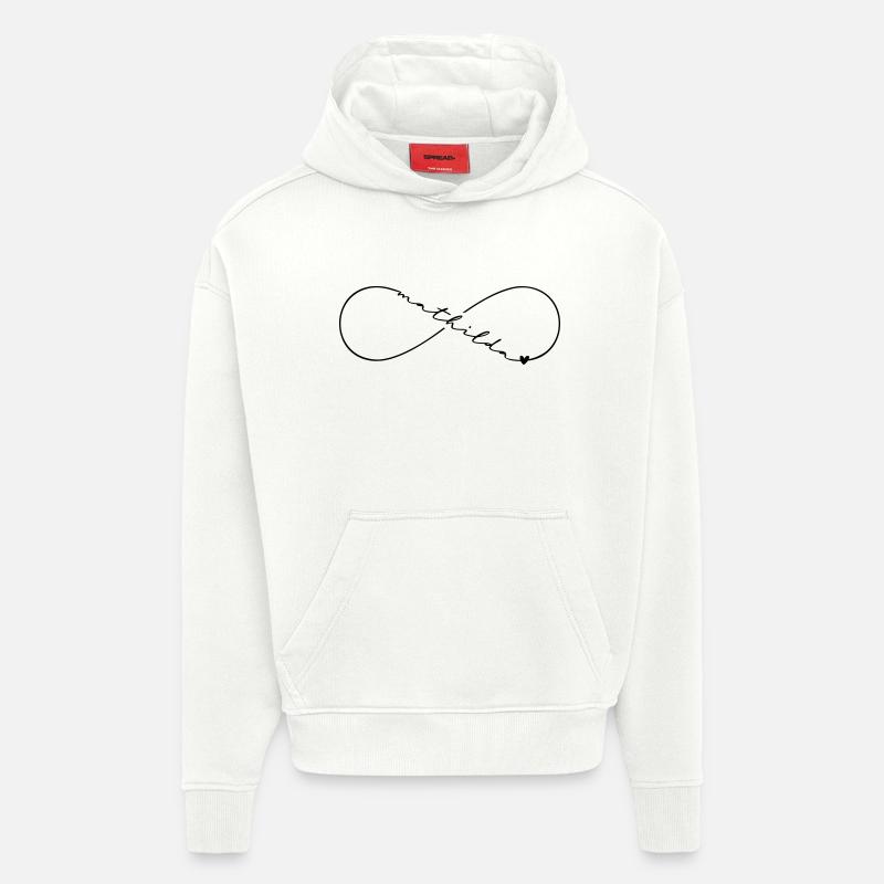 Mathilda Nom Symbole de l’Infini - Sweat à capuche bio épais oversize fabriqué en UE - OFF WHITE