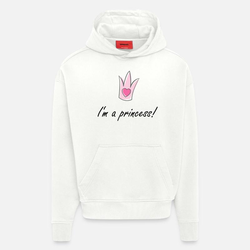 Je suis une princesse! - Sweat à capuche bio épais oversize fabriqué en UE - OFF WHITE