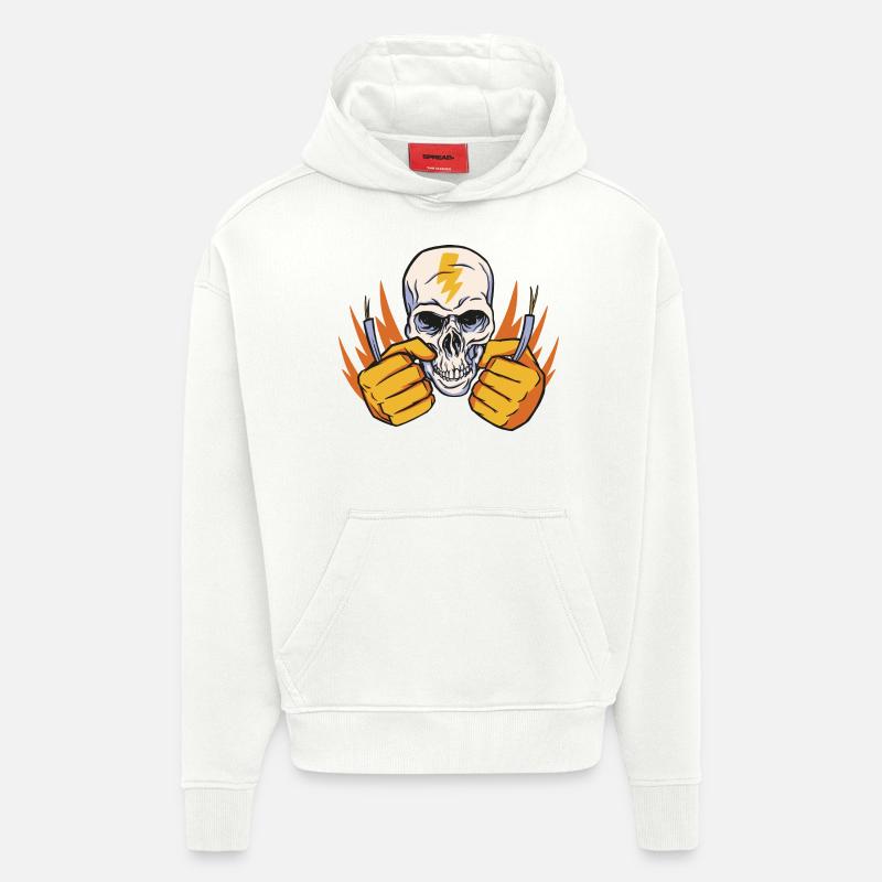 Métier d’électricien Design - Sweat à capuche bio épais oversize fabriqué en UE - OFF WHITE