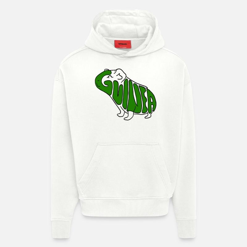 Cochon d’Inde Vert - Sweat à capuche bio épais oversize fabriqué en UE - OFF WHITE