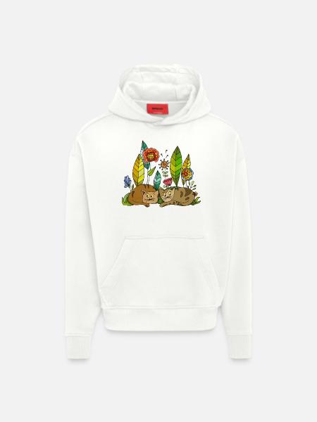 Cats - Hoodie- made by SPREAD - OFF WHITE