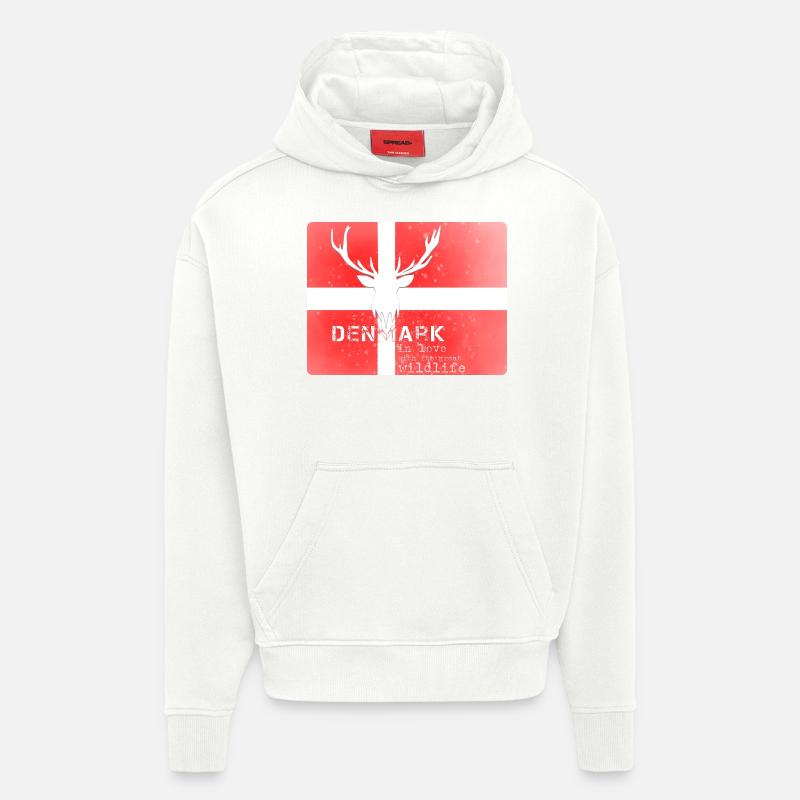 Danemark faune - Sweat à capuche bio épais oversize fabriqué en UE - OFF WHITE