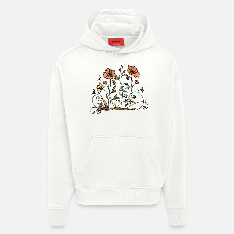 Fleur - Sweat à capuche bio épais oversize fabriqué en UE - OFF WHITE