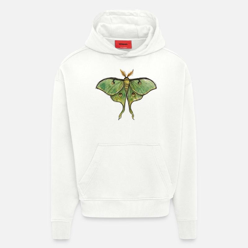 Luna Moth Nocturnal Magic - Sweat à capuche bio épais oversize fabriqué en UE - OFF WHITE
