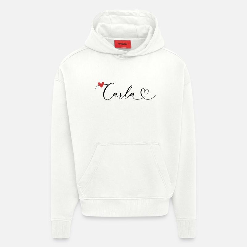 Carla Surname First name Calligraphy Heart - Hoodie- made by SPREAD  - OFF WHITE