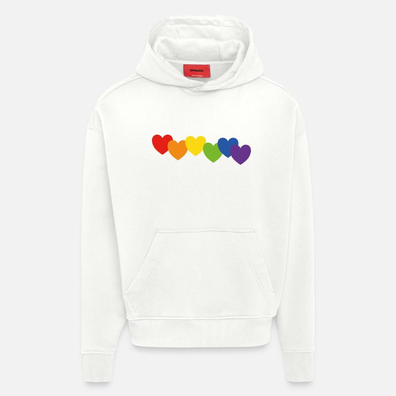 Herzen Regenbogenfarben - Hoodie- made by SPREAD - OFF WHITE