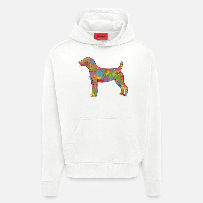 Parson Russel Terrier Multicolore - Sweat à capuche bio épais oversize fabriqué en UE - OFF WHITE