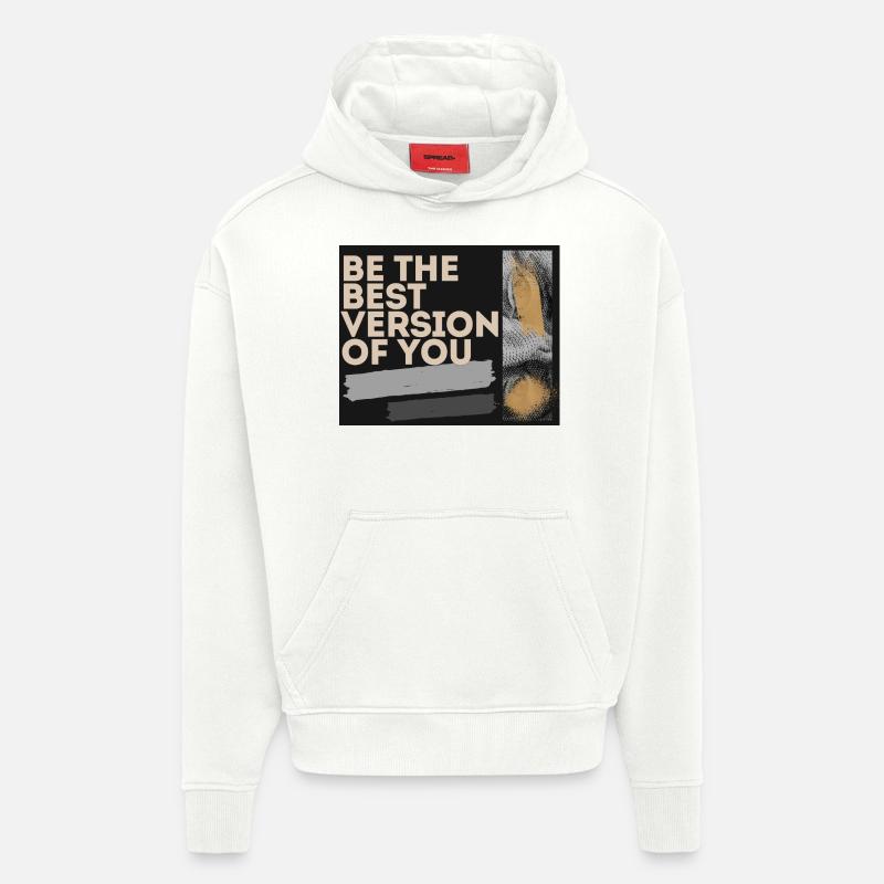 Motivation, soyez vous-même ! - Sweat à capuche bio épais oversize fabriqué en UE - OFF WHITE