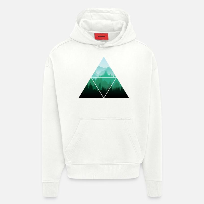 Arbre Triangle Forêt - Sweat à capuche bio épais oversize fabriqué en UE - OFF WHITE