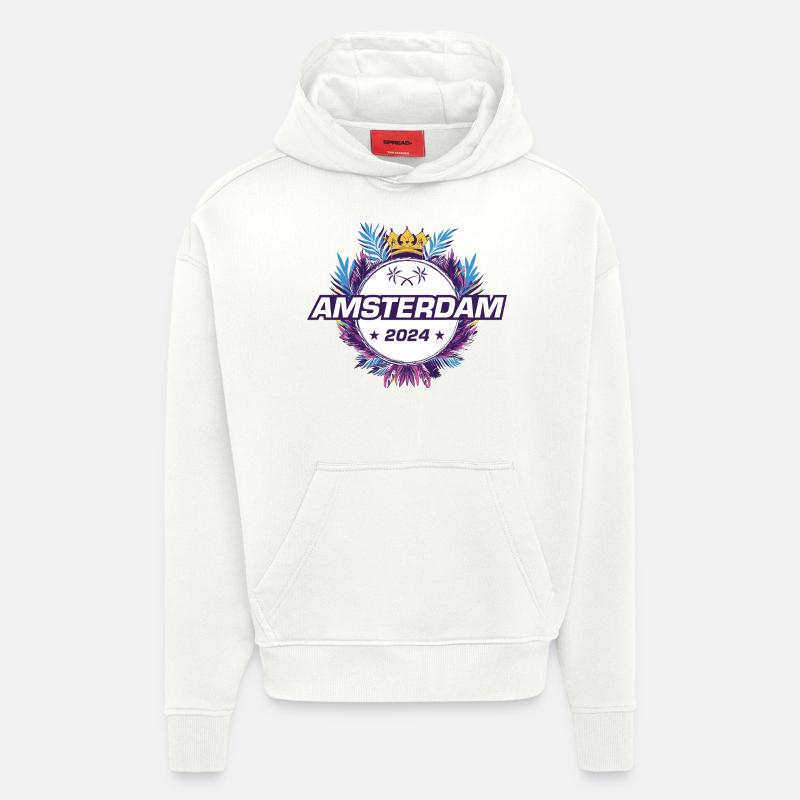 Amsterdam 2024 - Sweat à capuche bio épais oversize fabriqué en UE - OFF WHITE