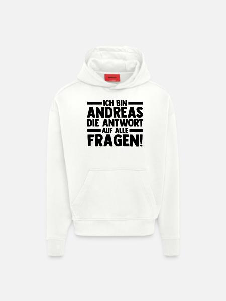 First name Andreas - Hoodie- made by SPREAD  - OFF WHITE