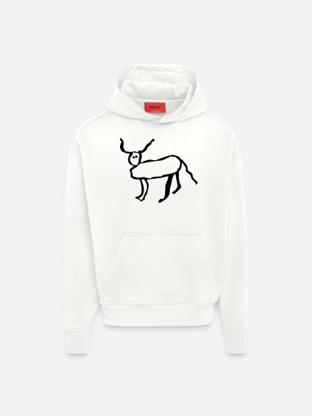 Coucou petite perruche - Sweat à capuche bio épais oversize fabriqué en UE - OFF WHITE