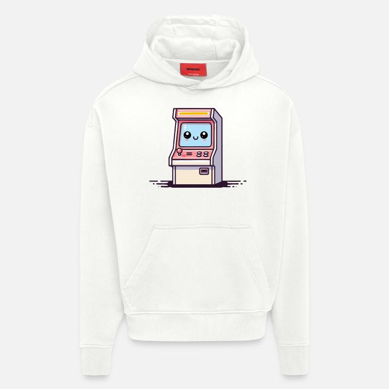 Borne d’arcade heureuse - Sweat à capuche bio épais oversize fabriqué en UE - OFF WHITE