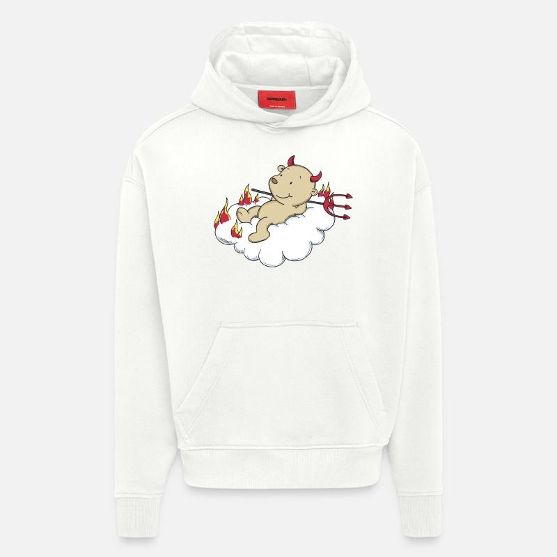 Engel_Teufel03 - Sweat à capuche bio épais oversize fabriqué en UE - OFF WHITE