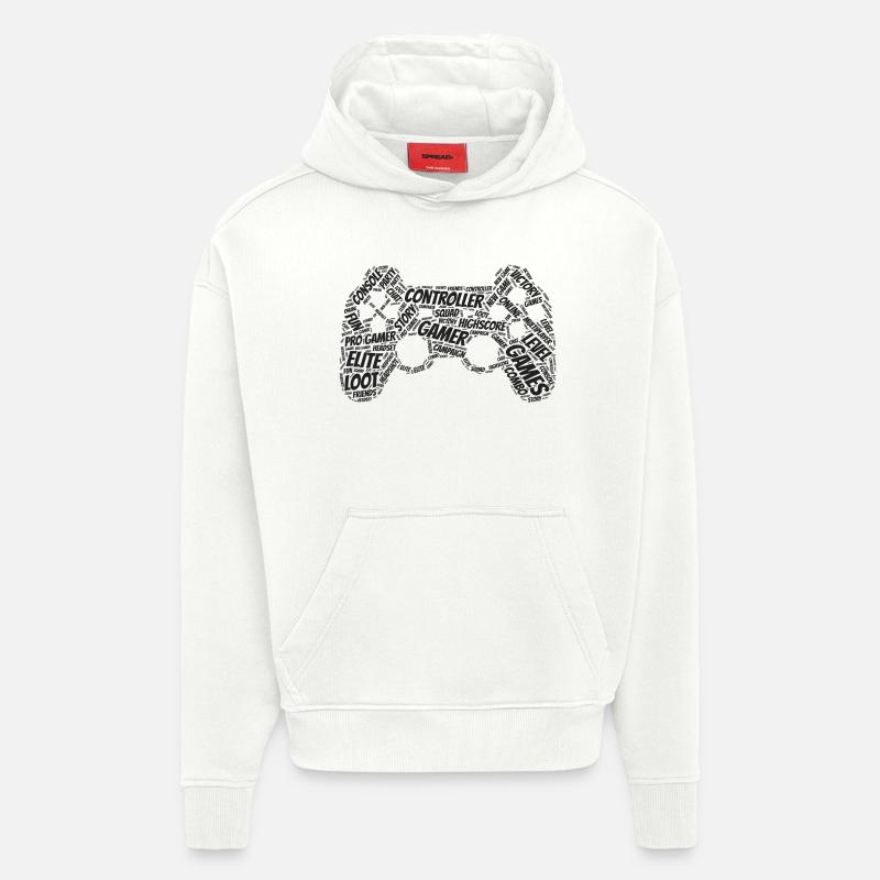 game controller wordart - Sweat à capuche bio épais oversize fabriqué en UE - OFF WHITE