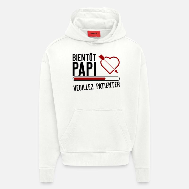 Bientôt papi t-shirt cadeau papy - Sweat à capuche bio épais oversize fabriqué en UE - OFF WHITE