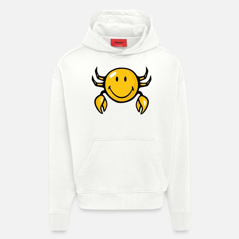 Smiley Crab - Sweat à capuche bio épais oversize fabriqué en UE - OFF WHITE