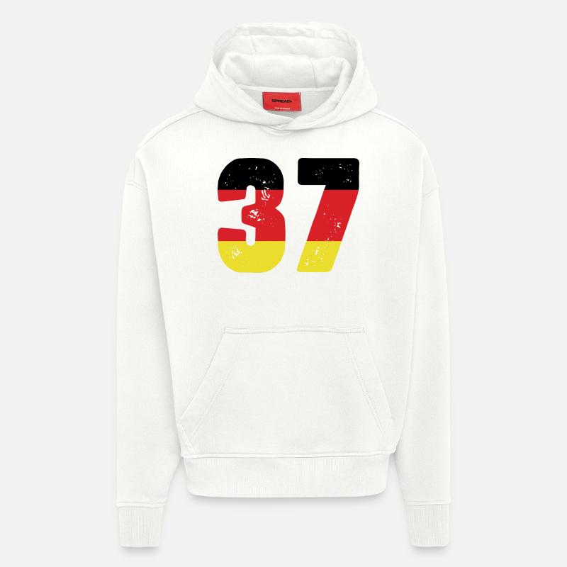 37 Numéro Jersey Allemagne - Sweat à capuche bio épais oversize fabriqué en UE - OFF WHITE