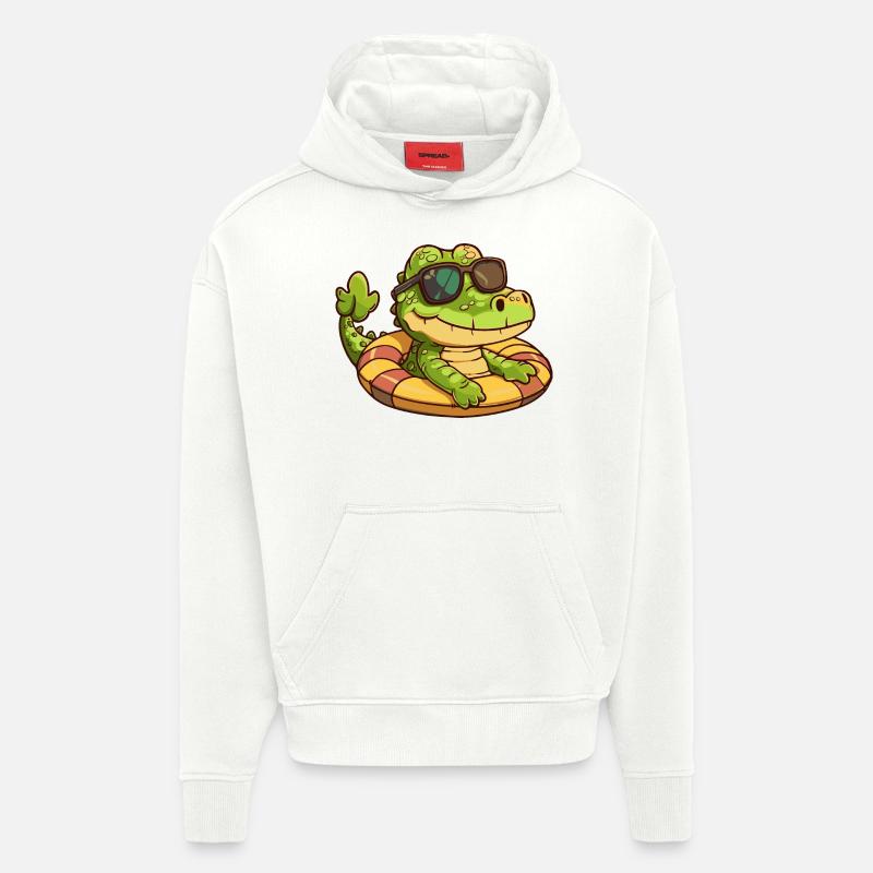Alligator Sommer Comic - Hoodie- made by SPREAD  - OFF WHITE