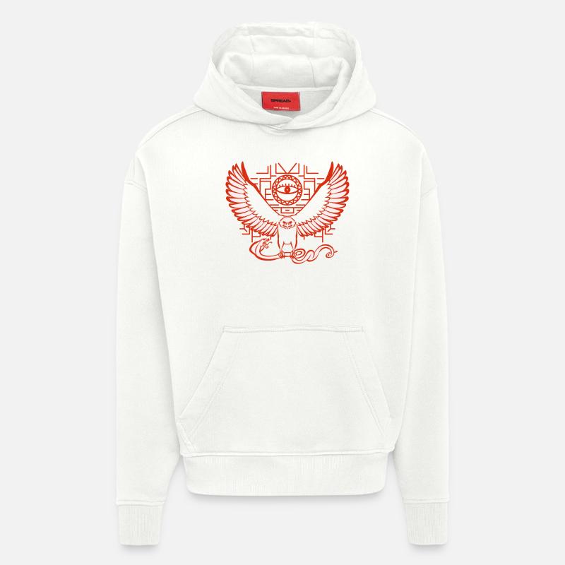 Aigle et Serpent (V2) - Sweat à capuche bio épais oversize fabriqué en UE - OFF WHITE
