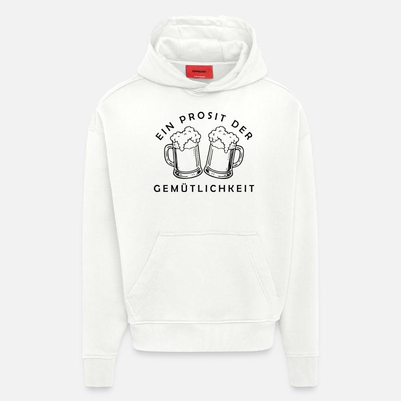 Bier - Ein Prosit der Gemütlichkeit - Sweat à capuche bio épais oversize fabriqué en UE - OFF WHITE