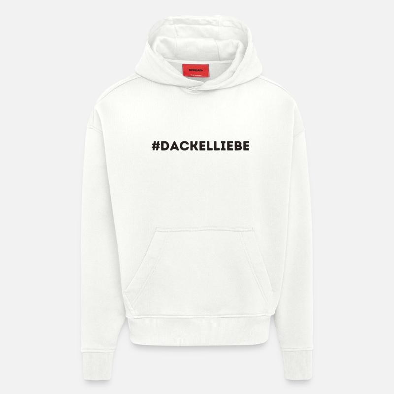 #Dackelliebe teckel chien homme - Sweat à capuche bio épais oversize fabriqué en UE - OFF WHITE