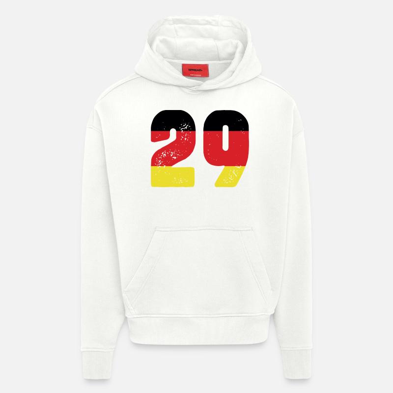 29 Numéro Jersey Allemagne - Sweat à capuche bio épais oversize fabriqué en UE - OFF WHITE