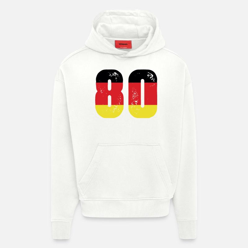 80 Numéro Jersey Allemagne - Sweat à capuche bio épais oversize fabriqué en UE - OFF WHITE
