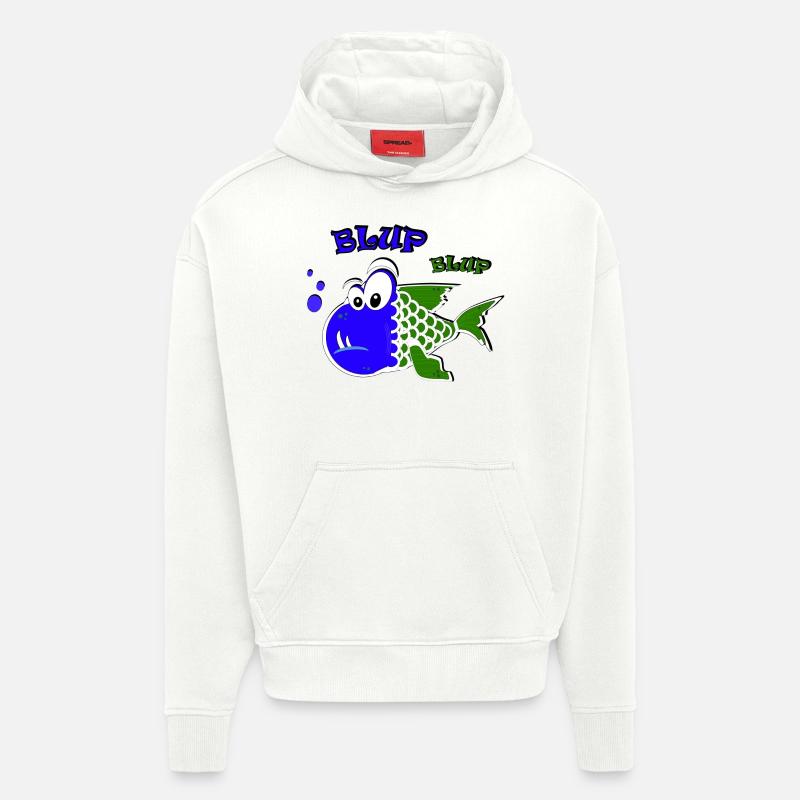Poisson Blup Blup PG - Sweat à capuche bio épais oversize fabriqué en UE - OFF WHITE