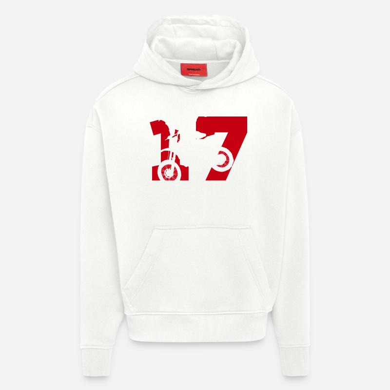 Moto 17 motard - Sweat à capuche bio épais oversize fabriqué en UE - OFF WHITE