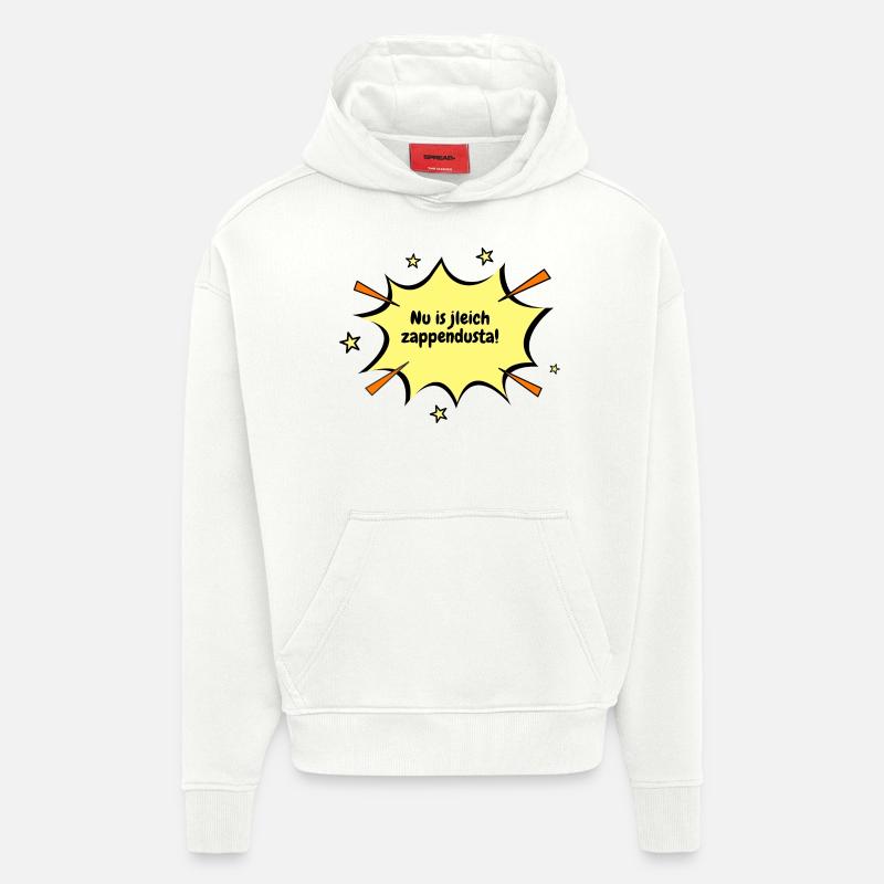 Berlin Nu is jleich zappendusta ! - Sweat à capuche bio épais oversize fabriqué en UE - OFF WHITE