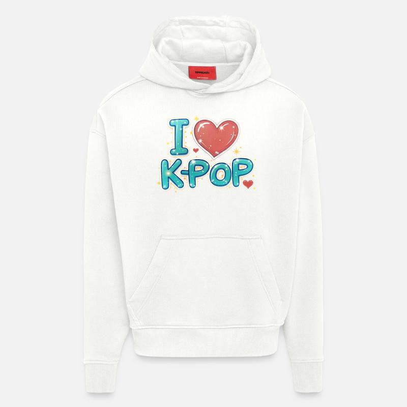 J’adore la K-pop - Sweat à capuche bio épais oversize fabriqué en UE - OFF WHITE