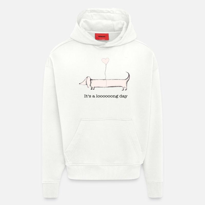 Dackel: it‘s a long day - Hoodie- made by SPREAD  - OFF WHITE