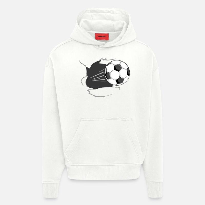 Fußball durchbricht Wand - Hoodie- made by SPREAD  - OFF WHITE