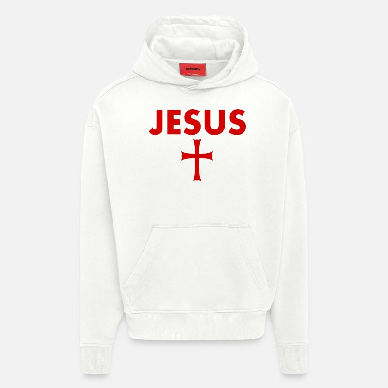 jesus kreuz - Hoodie- made by SPREAD  - OFF WHITE