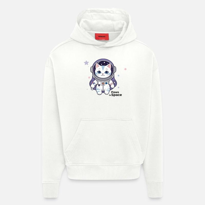 Les pattes dans l’espace - Sweat à capuche bio épais oversize fabriqué en UE - OFF WHITE