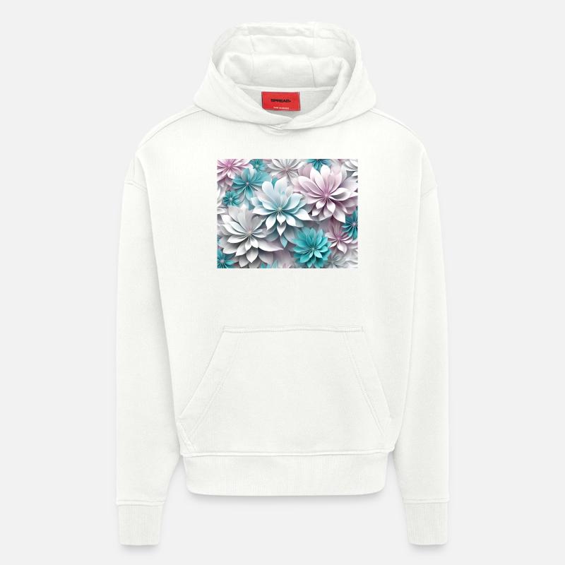 Fleurs en papier - Sweat à capuche bio épais oversize fabriqué en UE - OFF WHITE